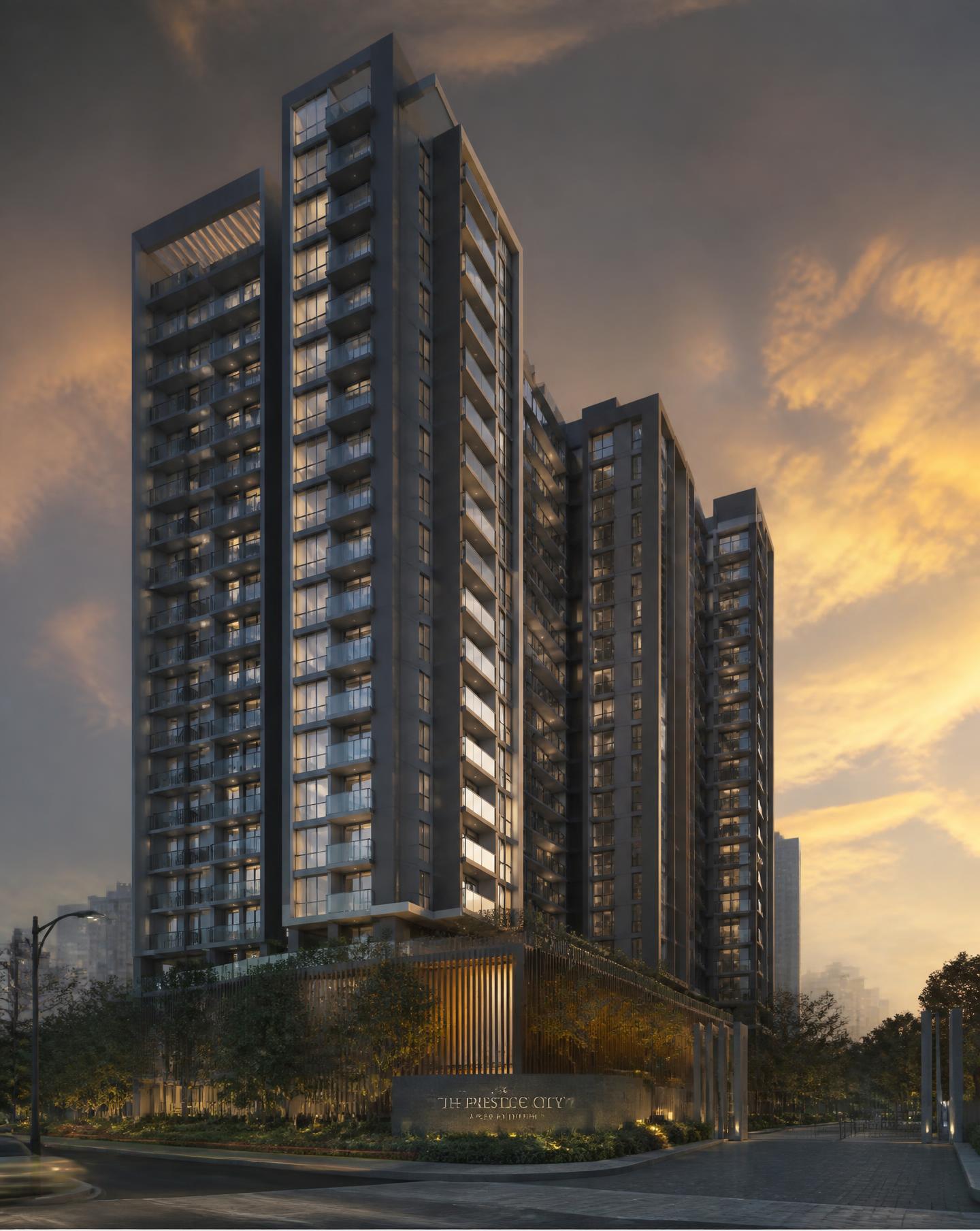 Modern residential tower at golden hour, representative of the projects we market